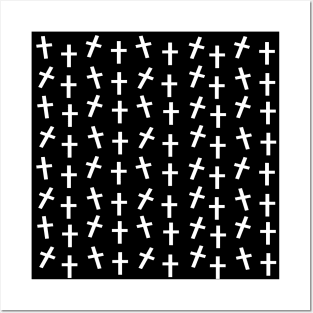 Christian cross Jesus black easter pattern Posters and Art